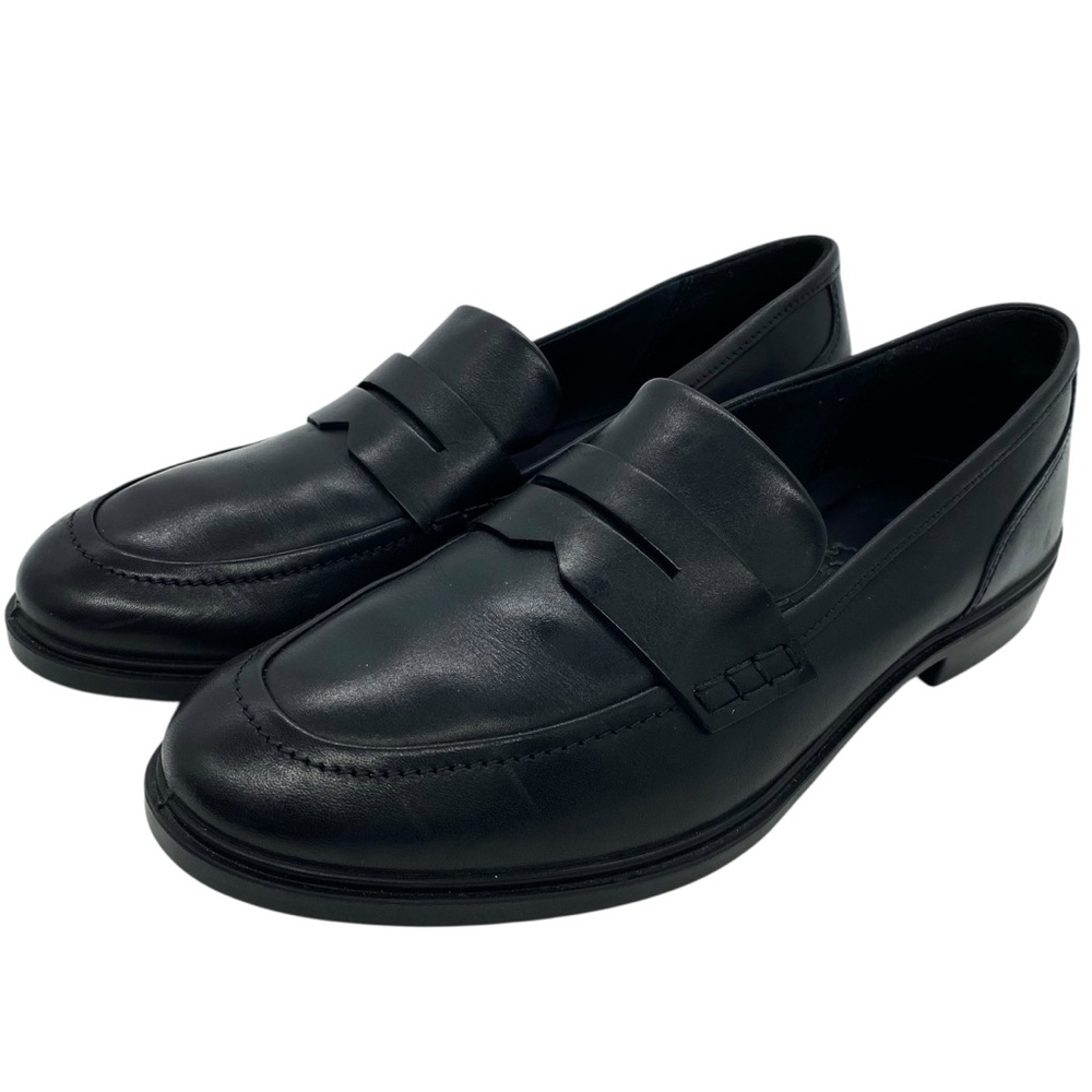 ECCO Women's Black Leather Loafer Dress Classic 15 Shoes - Picture 1 of 10